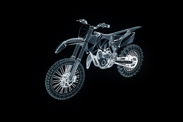 Obraz na płótnie Canvas Motorbike in Hologram Wireframe Style. Nice 3D Rendering 