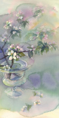 apple tree bloom watercolor