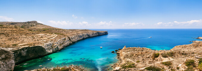 Clear turquoise water of popular tourist attraction on Malta