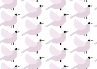 Seamless ornamental pattern with birds. Cute print with bird in scandinavian style.