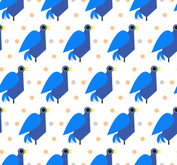 Seamless ornamental pattern with birds. Cute print with bird in scandinavian style.