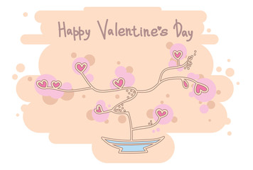 Cute heart tree. Happy Valentines Day design.