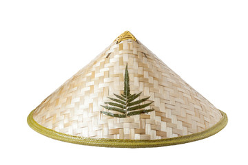 bamboo conical hat isolated on white background