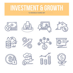 Investment & Growth Doodle Icons