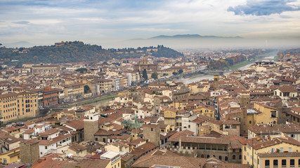 Fototapeta na wymiar Beautiful aerial view of Florence from the observation platform Palazzo Vecchio.