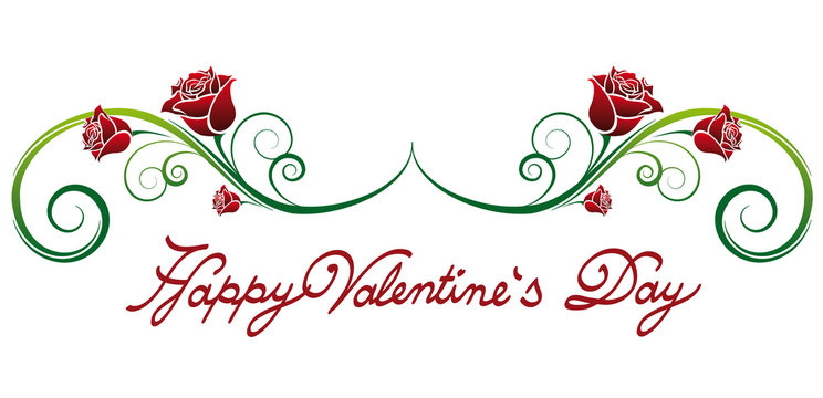 Happy Valentine's Day font ornament with rose petals