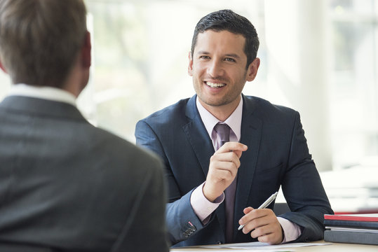 Businessman meeting with client