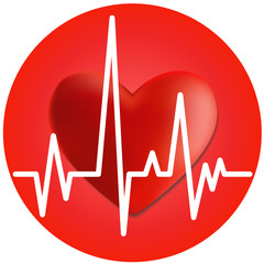 Heart and cardiogram. Vector image.