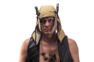 Hunter portrait of a man with knife