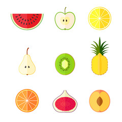 Flat fruits. Vector illustration