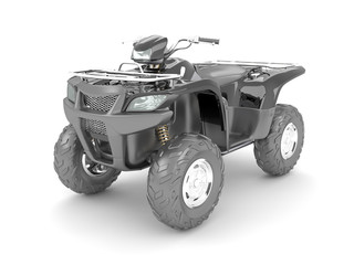 3D rendering of a black atv four-wheel drive motorcycle on a white background. © annet999