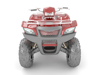 3D rendering red atv motorcycle on a white background.