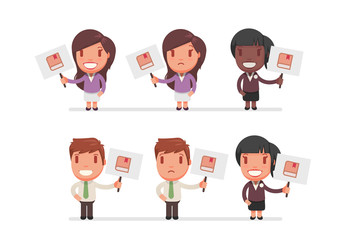 Fototapeta premium people holding sign