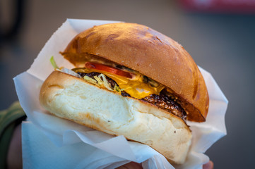 Delicious Cheeseburger, street food in Budapest