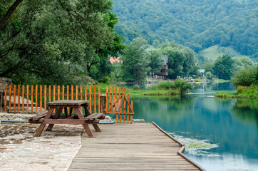 Una river flow and place for relaxation in National park Una near Bihac - Bosnia and Herzegovina