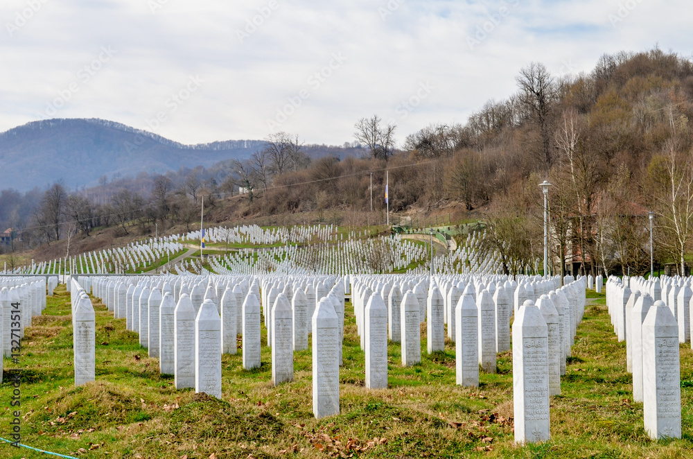 Wall mural Potocari, Srebrenica memorial and cemetery for the victims of the genocide