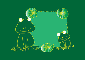 Two Frogs Mother and Baby. Sketchy style