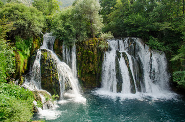 Fototapeta premium Waterfalls of Una river in Martin Brod, National park Una - Bosnia and Herzegovina