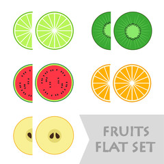 Flat design fruits set. Vector