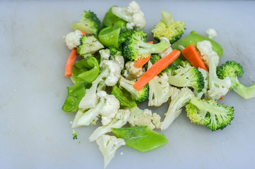 Vegetables with hands. A Cooking Healthy Food.