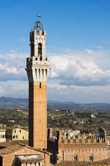 Fototapeta premium Torre del Mangia (Tower of Mangia) 1348. Siena, Tuscany, Italy