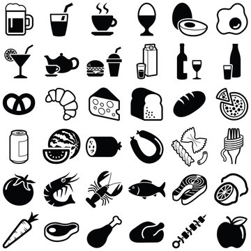 Food And Drink Icon Collection - Vector Illustration