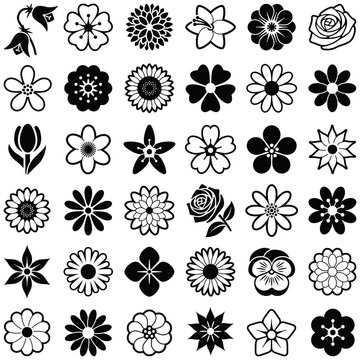 Flower icon collection - vector illustration