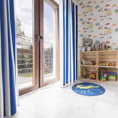 Boy room with car wallpaper