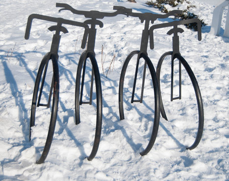 Bicycle parking in the snow
