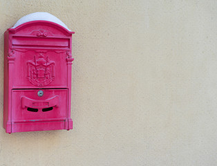 red mailbox on white background