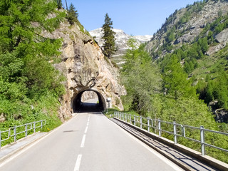 Canton Valais. Road to climb the Furka Pass