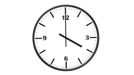 Round wall clock showing four o'clock - isolated on white background