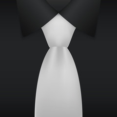 Realistic necktie and black shirt vector illustration