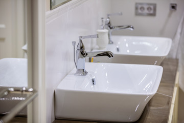 Water sinks in luxury bathroom