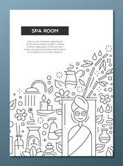 Spa Room - line design brochure poster template A4