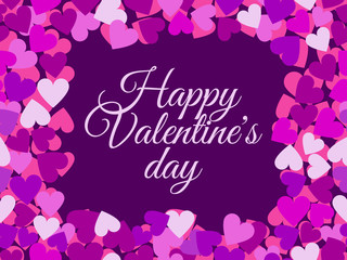 Happy Valentine's Day. The inscription in the frame of seamless pattern with hearts. Vector illustration.