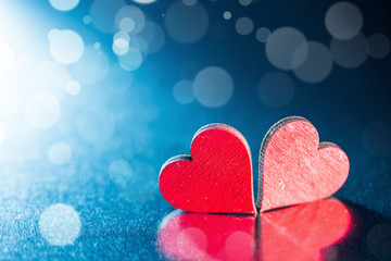 Valentines day hearts on metal