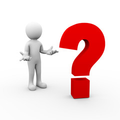 3d surprise man and question mark symbol