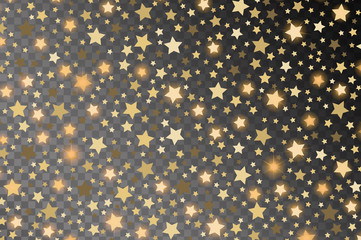 Abstract golden starfall effect pattern isolated on transparent background. Vector illustration