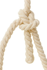 Rope knot closeup. isolated on white
