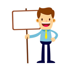 Businessman Holding a Blank Sign Board