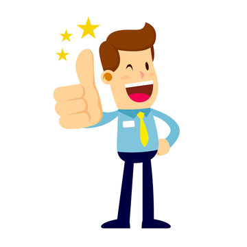Businessman Smiling and Doing Thumbs Up Hand Sign