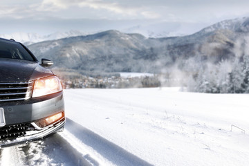 winter car and winter landscape 