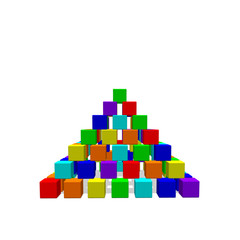 Pyramid from toy building blocks. Vector colorful illustration.F