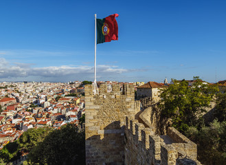 Portugal, Lisbon, View of the Sao Jorge Castle.