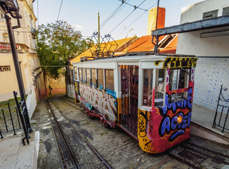 Fototapeta na wymiar Portugal, Lisbon, View of the Lavra Funicular.
