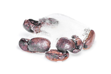 Eiskaffee Kaffeebohnen in Eis