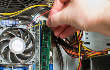 installing RAM into the motherboard