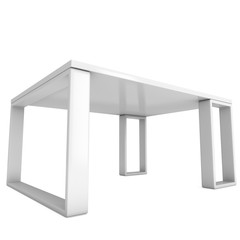 White Table. 3D render isolated on white. Platform or Stand Illustration. Template for Object Presentation.