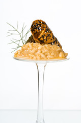 Entree with risotto and sesame